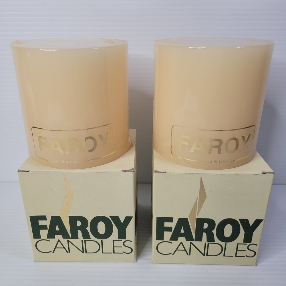 Vintage Faroy 4"‎ X 4" Pillar Candle Vanilla USA Made Original Box New Old Stock
